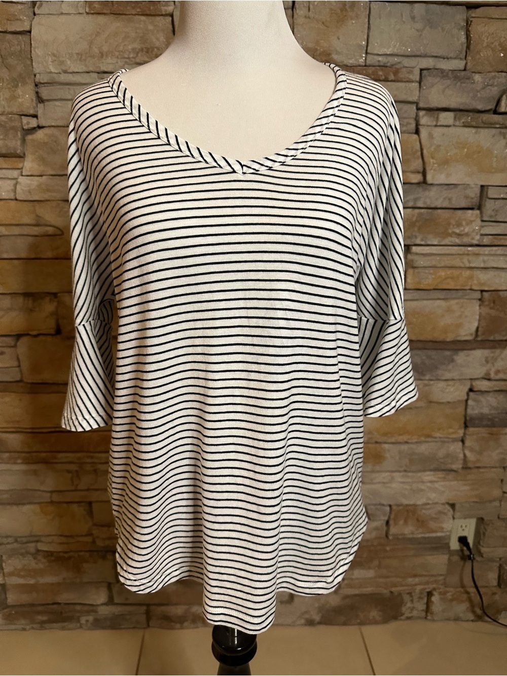 Cabi Striped Flutter-Sleeve Top